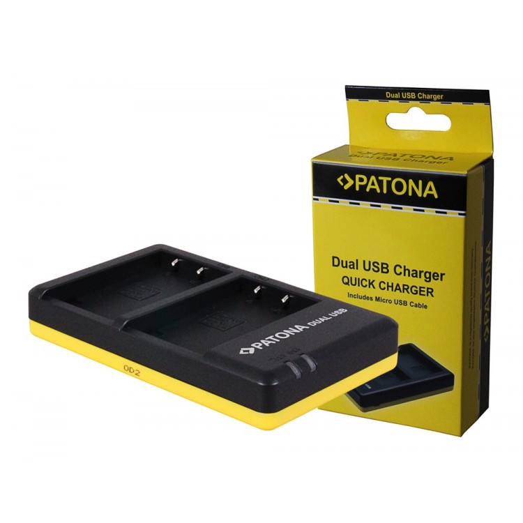 PATONA Dual Quick-Charger f.Olympus BLS5 incl. Micro-USB cabel
