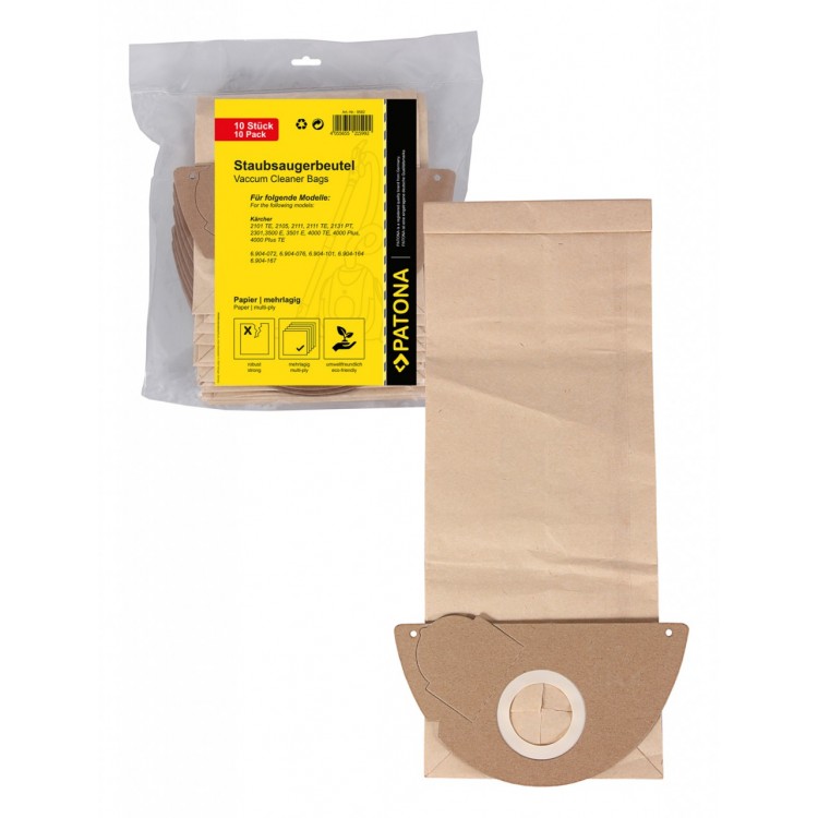 PATONA 10 vacuum paper cleaner bag multilayered f. Kärcher 2101 TE 2105 2111 3500 E 3501 E 4000 Plus 6.904-072