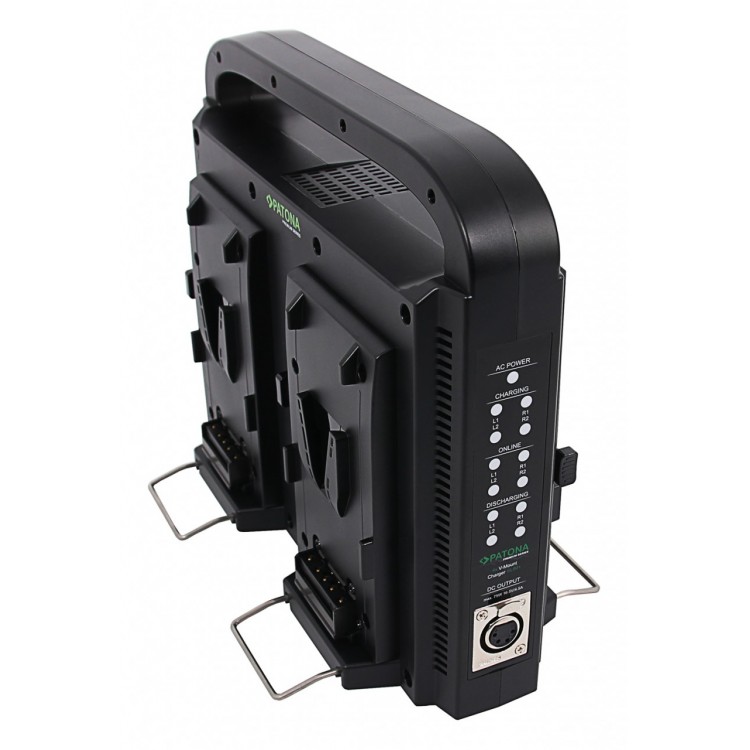 PATONA compact parallel 4-way slim charger for Sony Red DSLR V-Моunt batteries with power supply function incl. 4-pin XLR cable