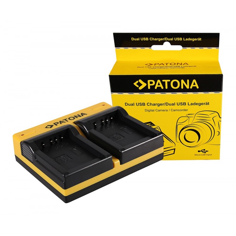 PATONA Dual charger f. Samsung SLB-0837B IA-BH130C IA-BH130LB Digimax i85 L74 wide incl. Micro-USB cable