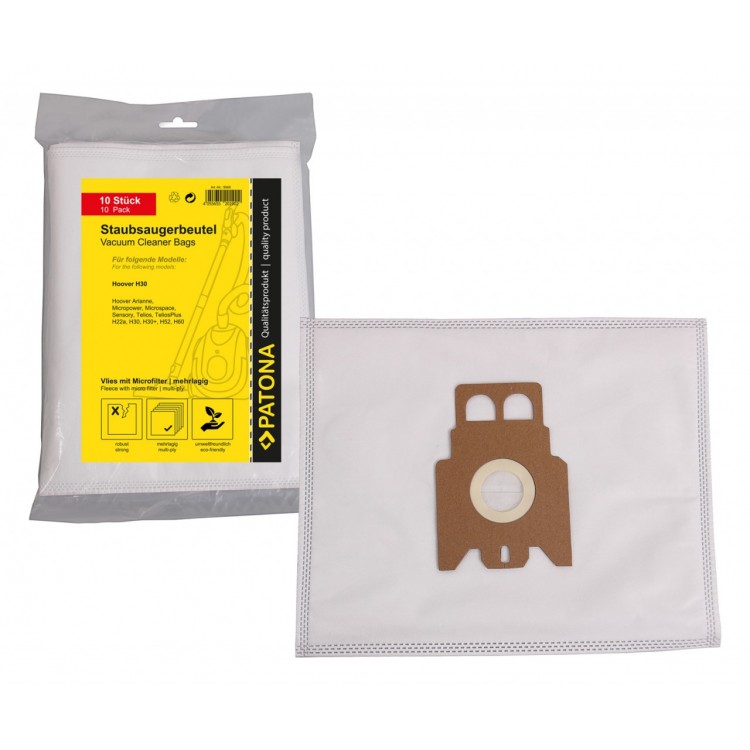 PATONA 10 vacuum cleaner bag multi layer fleece incl. Microfilter f. Hoover H22 H22A H30 H36 H52 H60 H60S H61 Type M