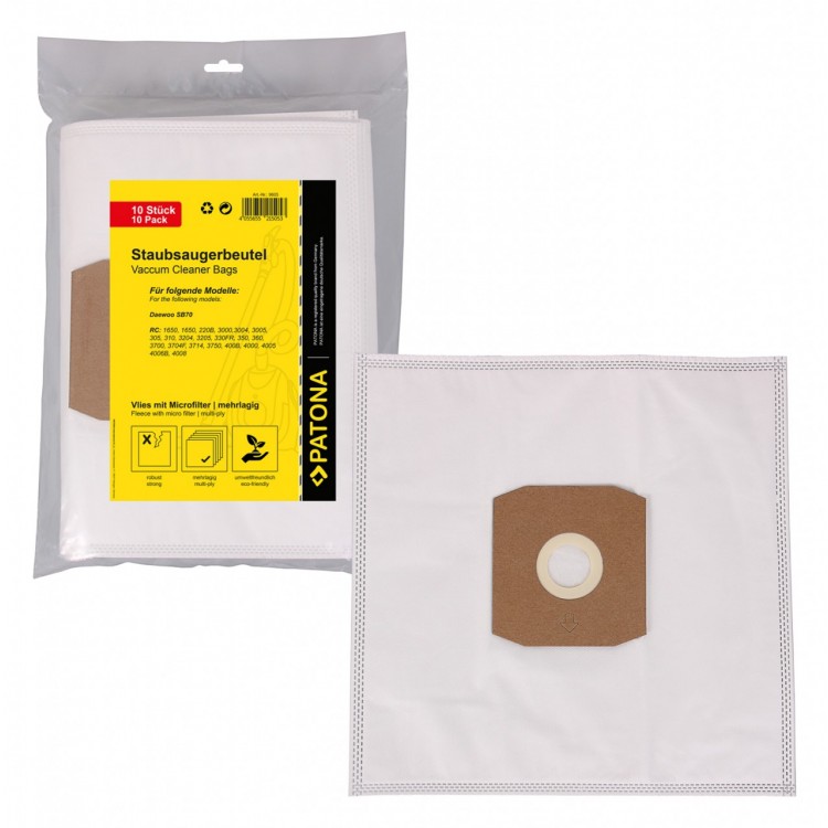 PATONA 10 vacuum cleaner bag multilayered fleece f. Daewoo SB70 RC 1650 220 B 3000 310 330 350 3700 4000 4008