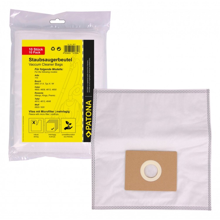 PATONA 10 vacuum cleaner bag multi layer fleece incl. Microfilter Swirl R22 F89 Y103 f. AFK Alaska De' Longhi Fakir...