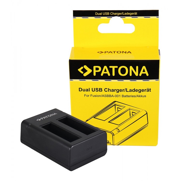 PATONA Dual Quick-Charger f. GoPro Fusion, ASBBA-001 incl. Micro-USB cable
