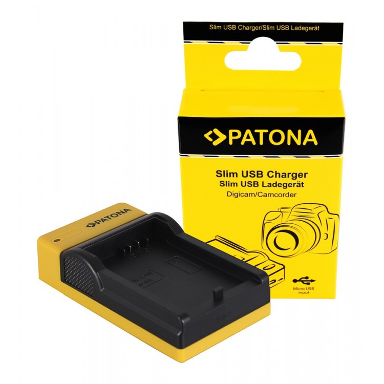 PATONA Slim micro-USB Charger f. Canon LP-E5, EOS 1000D, 450D, 500D