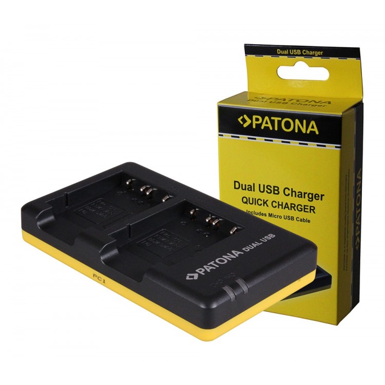 PATONA Dual Quick-Charger f. Sony NP-BG1 DSC H55 H70 incl. Micro-USB cabel