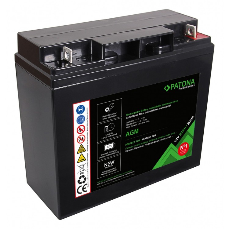 Μπαταρία Premium AGM Lead  Βαθειάς Εκφόρτισης για κίνηση 12V 22Ah 20HR