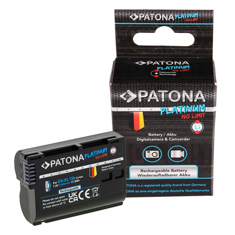 PATONA Platinum Battery f. Nikon EN-EL15b D7000 D7100 D600 D610 D800 D800E D810 D850 Z7 V1