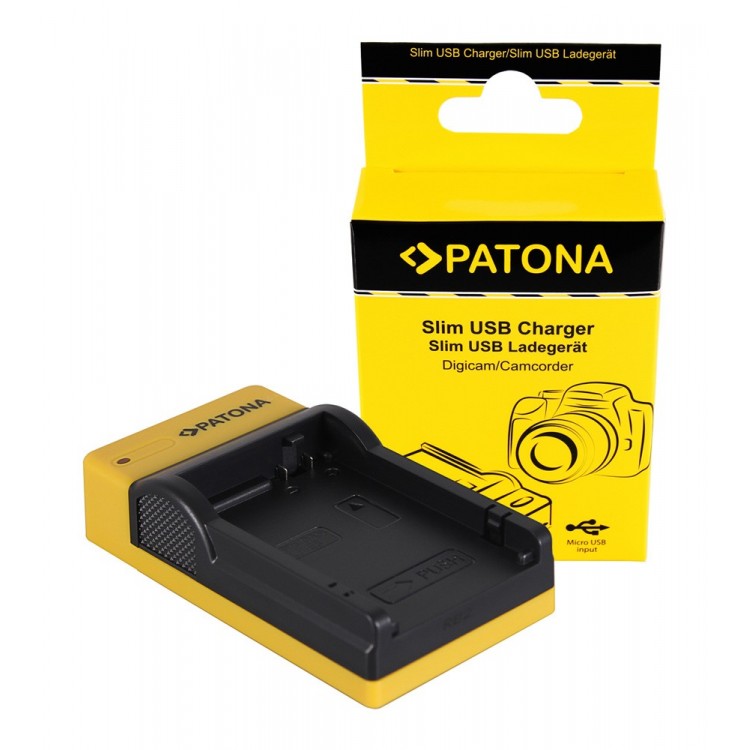 PATONA Slim micro-USB Charger f. Canon LP-E8, LPE8, EOS 550D, 600D, 650D, 700D