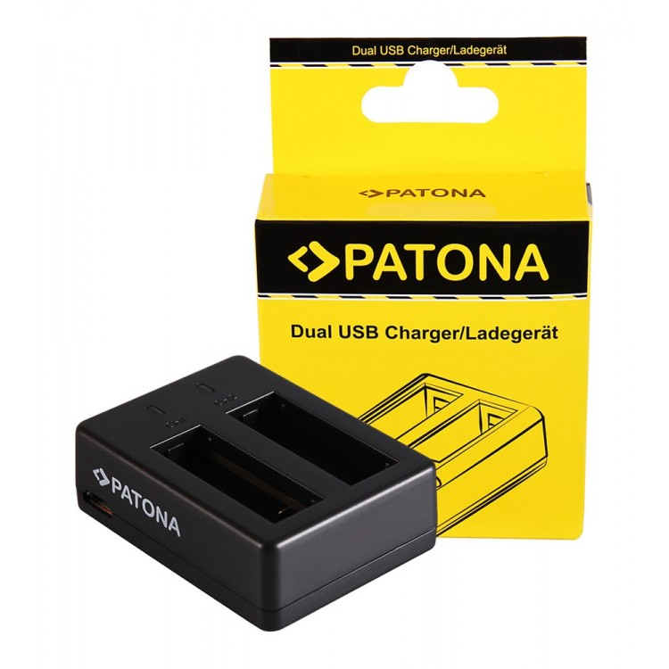 PATONA Dual Quick-Charger f. SJCAM SJ6 Legend Black SJ6000 incl. Micro-USB cabel