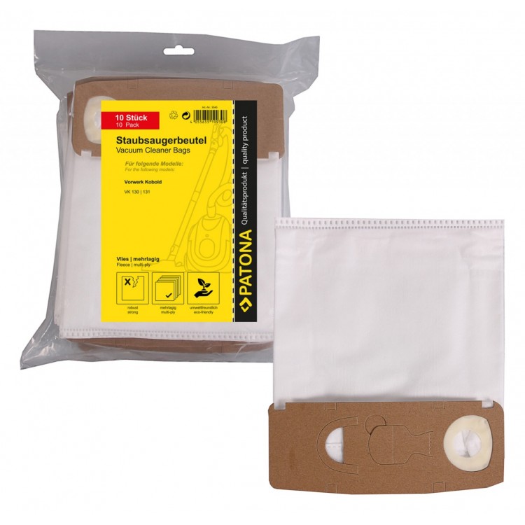 PATONA 10 vacuum cleaner bag multi layer fleece f. Vorwerk Kobold VK130 VK131