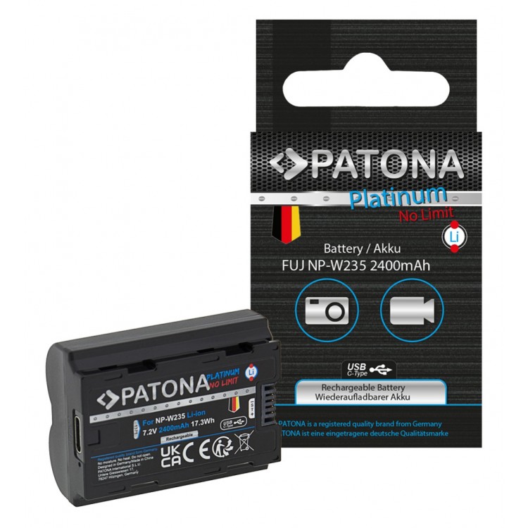 PATONA Platinum Battery with USB-C Input f. Fuji FinePix NP-W235 XT-4 XT4