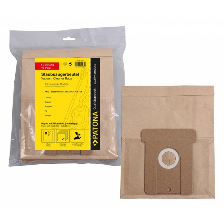 PATONA 10 vacuum cleaner bag multi layer paper incl. Microfilter f. AEG Gr. 22 23 24 25 26