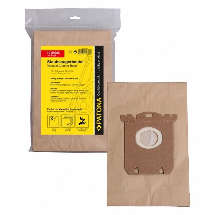 PATONA 10 vacuum cleaner bag multi layer paper incl. Microfilter f. Electrolux E15