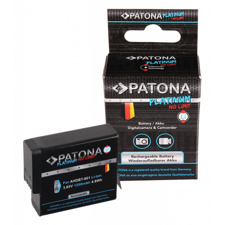 PATONA Platinum Battery f. GoPro Hero 8 AHDBT-801 Hero 7 AHDBT-701 Hero 6 Hero 5 AHDBT-501