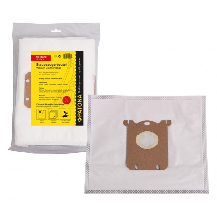 PATONA 10 vacuum cleaner bag multi layer fleece incl. Microfilter f. Electrolux E15 with new cap
