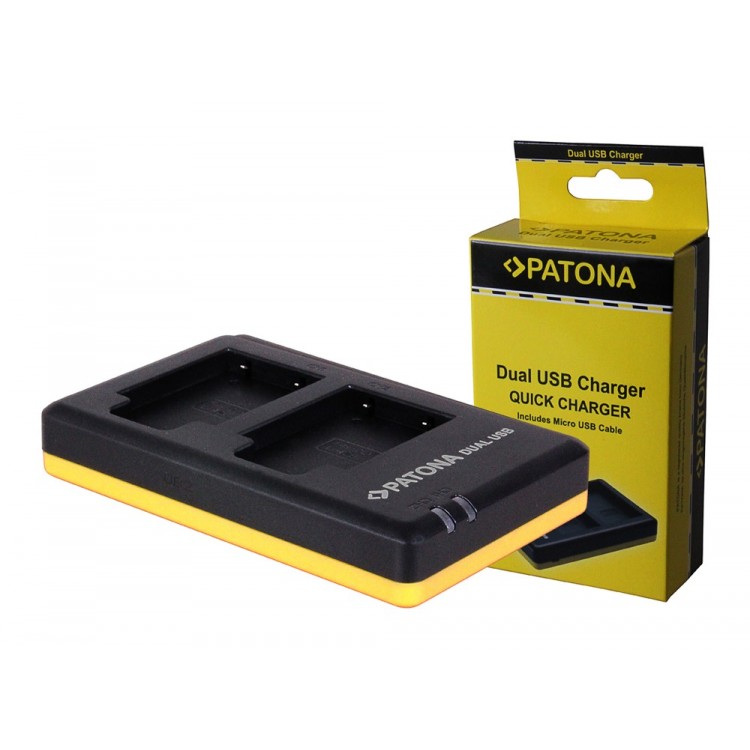 PATONA Dual Quick-Charger f.Olympus Li40B, Li-40B incl. Micro-USB cabel