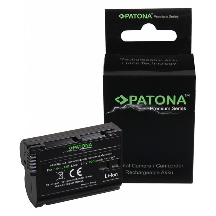 PATONA Premium Battery f. NIKON 1 V1 EN-EL 15 EN EL-15B ENEL 15 D7000 D800 D600 Z6 Z7