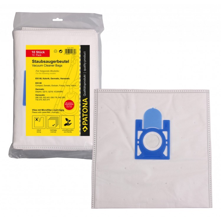 PATONA 10 vacuum cleaner bag multi layer fleece incl. Microfilter f. MELITTA EIO 80