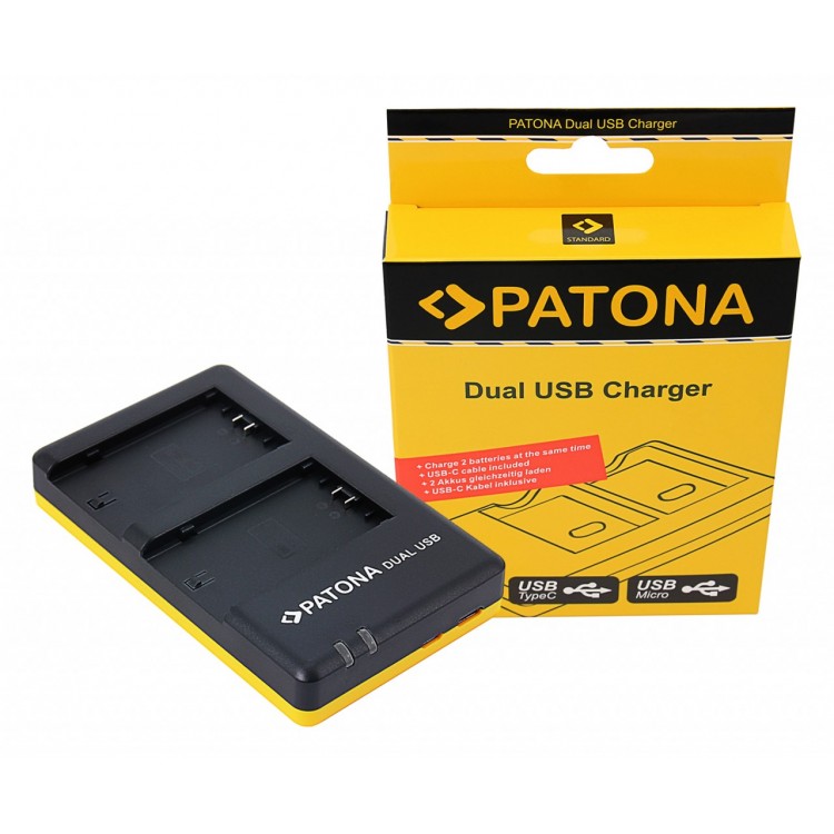 PATONA Dual Quick-Charger f. Sony NP-FZ100 A7 III A7M3 Alpha 7 III A7 R III A7RM3 Alpha 7 R III  incl. USB-C cable