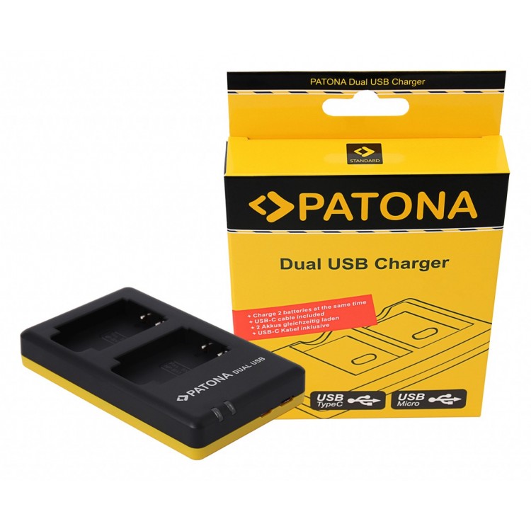 PATONA Dual Quick-Charger f.Sony NP-BX1, NPBX1 incl. USB-C cable