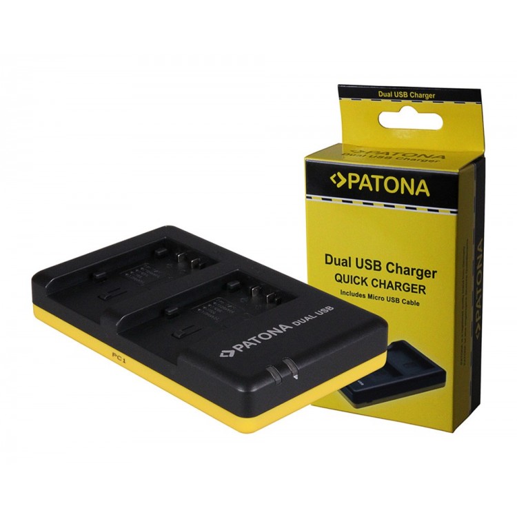 PATONA Dual Quick-Charger f. Panasonic VW-VBT190 VBT-380 HC-V757 incl. Micro-USB cabel