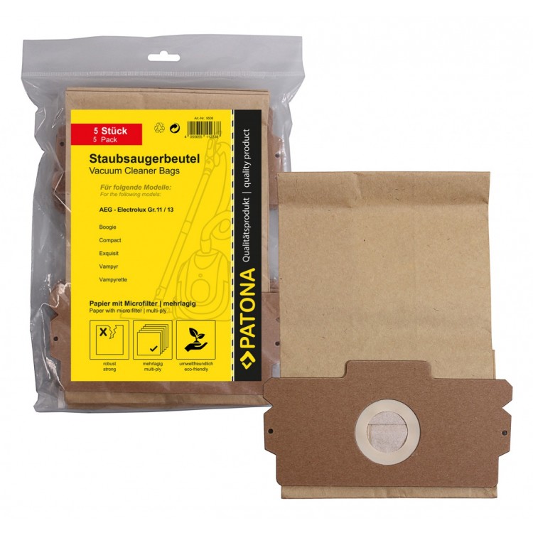 PATONA 5 vacuum cleaner bag multi layer paper incl. Microfilter f. AEG Gr. 11 13