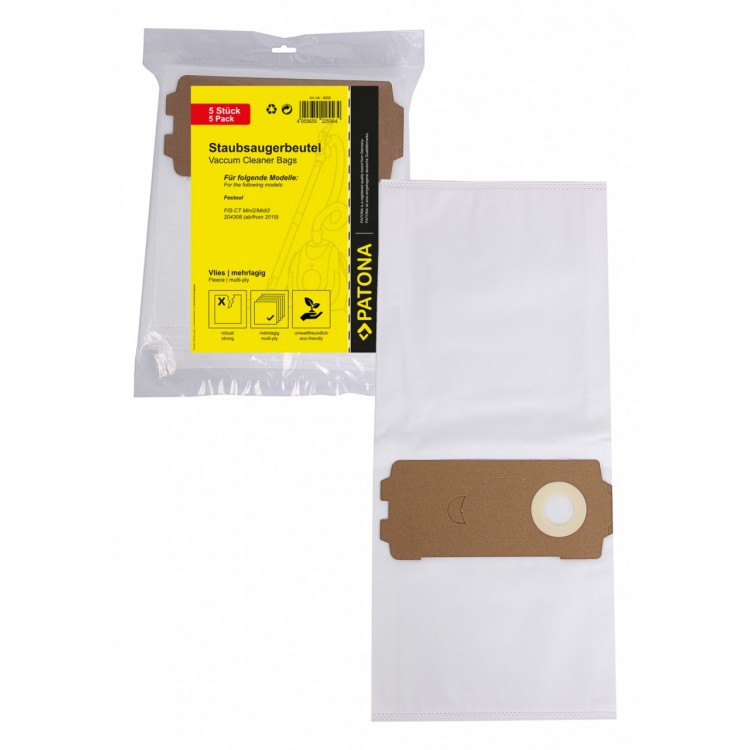 PATONA 5 vacuum cleaner bag multi layer fleece incl. Microfilter f. Festool FIS-CT Mini2 Midi2 204308 from 2019