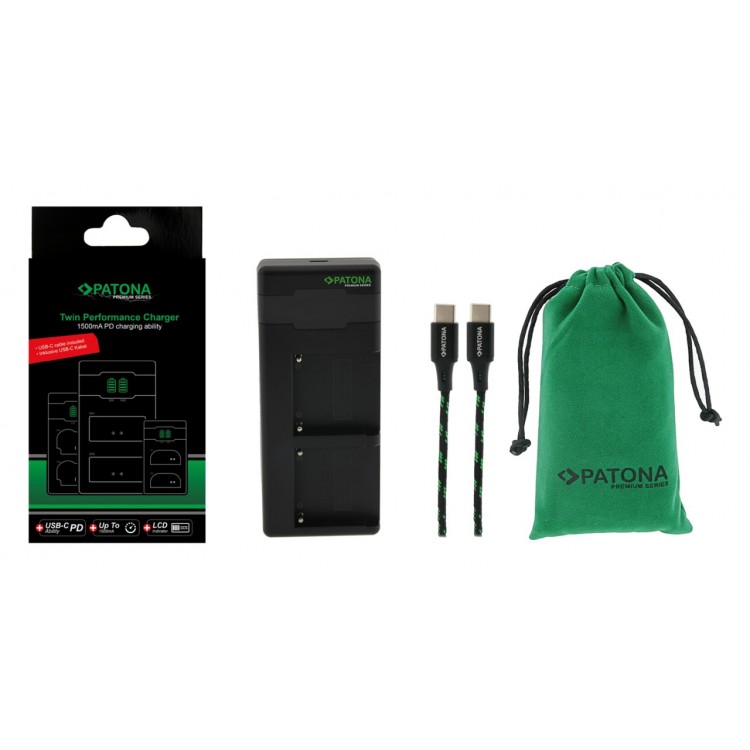 PATONA Premium Twin Performance PD Charger for Nikon EN-EL15 D600 D750 D800 D810 D810A D7000 D7100 D7200 D750 incl. USB-C Cable