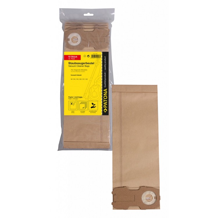 PATONA 10 vacuum paper cleaner bag multilayered f. Vorwerk Kobold VK118 VK119 VK120 VK121 VK122