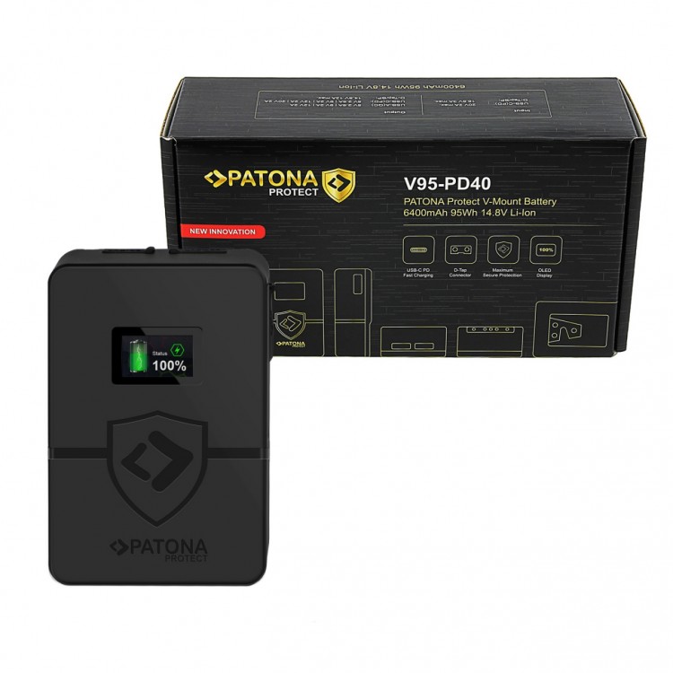 PATONA PROTECT V-Mount Battery V95-PD40 f. BP-95W PD40W USB-C Input OLED-Display 95Wh