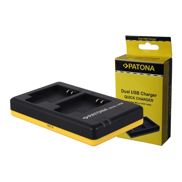 PATONA Dual Quick-Charger f.Canon NB11L, NB-11L incl. Micro-USB cabel