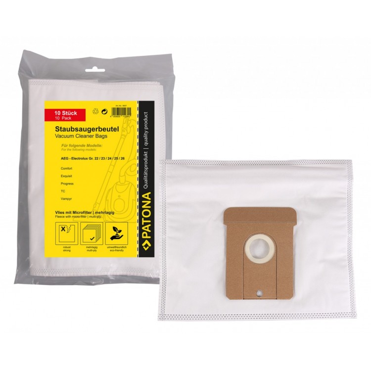PATONA 10 vacuum cleaner bag multilayer fleece incl. Microfilter f. AEG Gr. 22 23 24 25 26