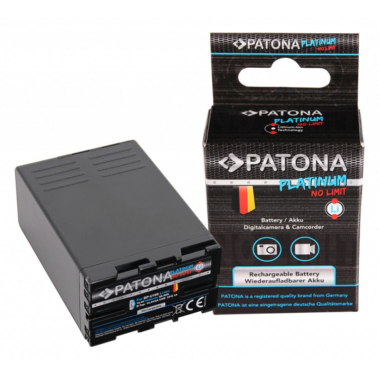 PATONA Platinum Battery BP-U100 for Sony PMW-EX1 EX3 F3 F3K F3L FX5 FX7 FX9 PMW-150 with 2x D-TAP