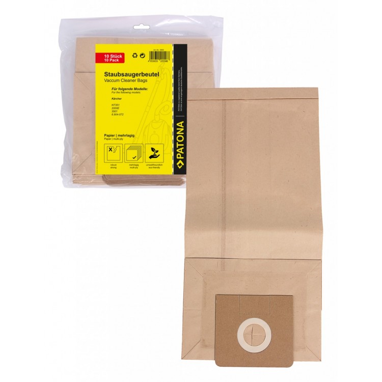 PATONA 10 vacuum paper cleaner bag multilayered f. Kärcher NT351 ECO 2000E 6.904-72