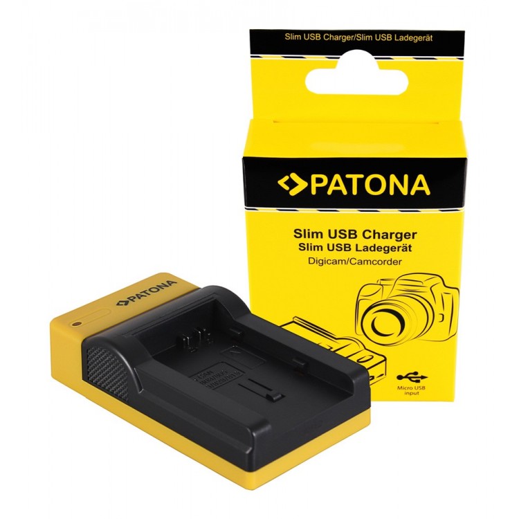 PATONA Slim micro-USB Charger f. Canon BP-808 FSxx FS10 FS-10 FS100 FS-100 FS11 FS-11 BP-808 HF