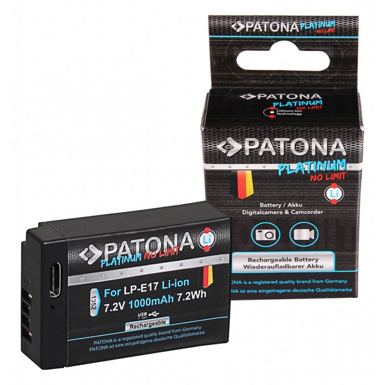 PATONA Platinum Battery with USB-C Input f. Canon LP-E17 EOS RP 77D 200D 750D 760D 8000D Kiss X8i M3 Rebel Rebel T6i