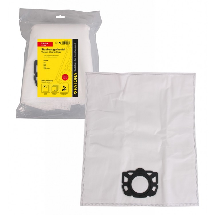 PATONA 5 vacuum cleaner bag multi layer fleece f. Kärcher MV4 MV5 MV6 WD6 2.863-006.0 with plastic cap