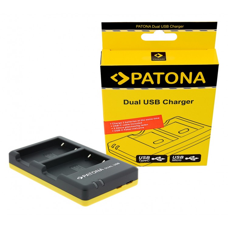 PATONA Dual Quick-Charger f.Nikon EN-EL5+, ENEL5 incl. USB-C cable