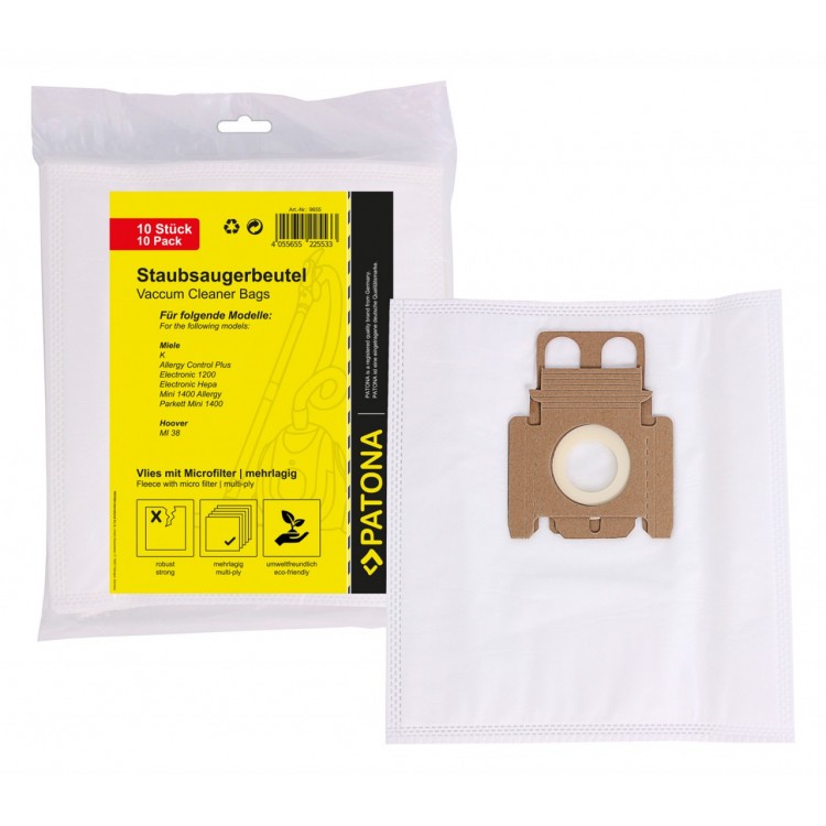 PATONA 10 vacuum cleaner bag multi layer fleece incl. Microfilter f. Miele Typ K Swirl M52