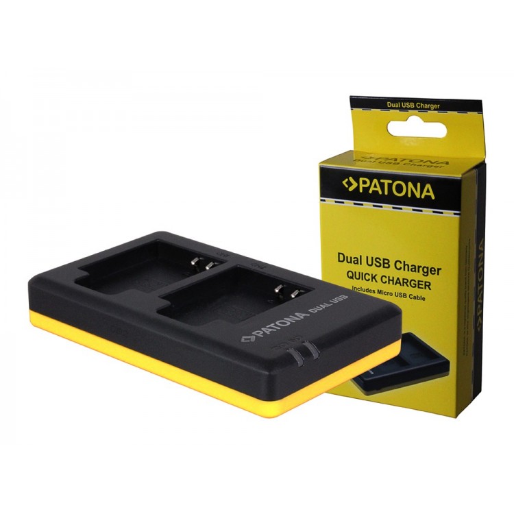 PATONA Dual Quick-Charger f.Olympus Li-50B, Li50B incl. Micro-USB cabel