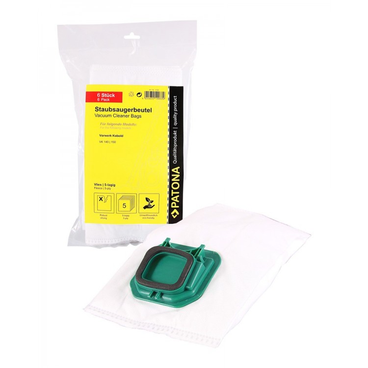 PATONA 6 vacuum cleaner bag multi layer fleece f. Vorwerk Kobold VK140 VK150