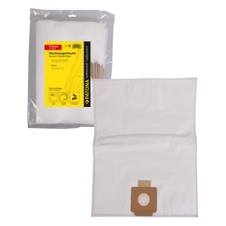 PATONA 10 vacuum cleaner bag multi layer fleece f. Kärcher T 12/1, T15/1, T17/1, TSS 12, 6.904-315.0, 6.907-017.0