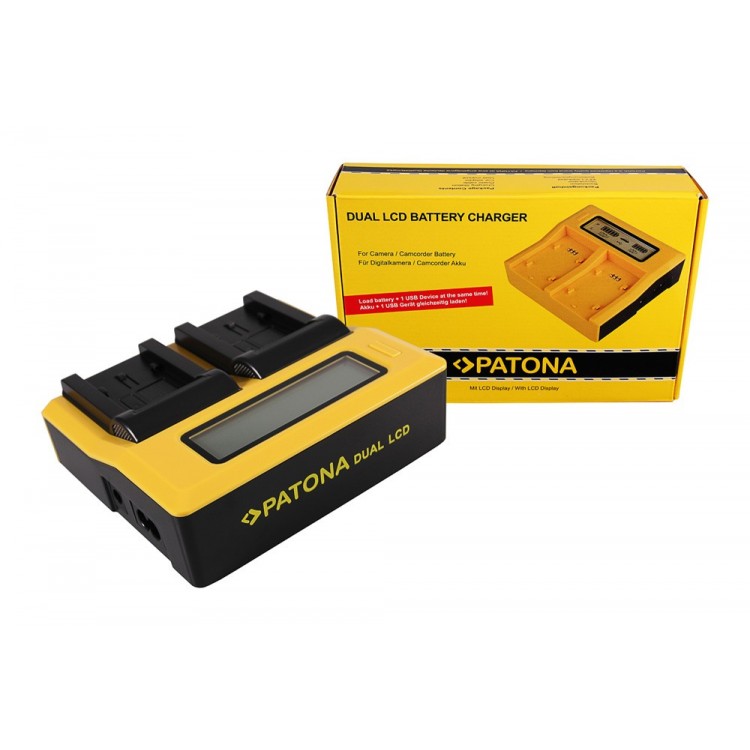 PATONA Dual LCD USB Ladegerät f. Panasonic VW-VBK180 H H100 H101 H95 VW-VBK180 HC HCV700 HC-V700
