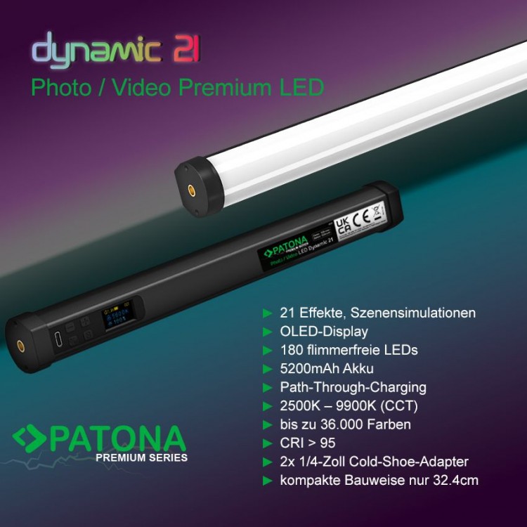 LED RGB Tube Photo/Video Light, PATONA Premium
