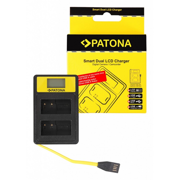 PATONA Smart Dual LCD USB Charger f. Panasonic MW-BLC12PP V-Lux 4 Panasonic DMW-BLC12PP