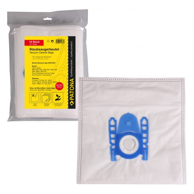 PATONA 10 vacuum cleaner bag multi layer fleece incl. Microfilter f. Bosch Typ D E F G