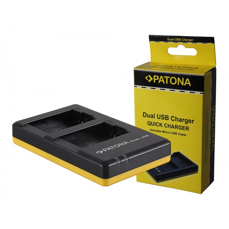 PATONA Dual Quick-Charger f. Leica BP-DC9 Panasonic DMW-BMB9 V-Lux V-Lux 2 VLux 2 II incl. Micro-USB cabel